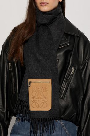 Loewe Wool Scarf With Logo, Unisex, Black