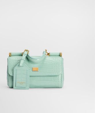 Dolce & Gabbana Mini My Sicily Handbag In Alligator - Woman Handbags Azure Onesize
