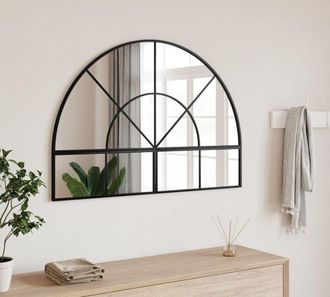vidaXL Specchio da Parete Nero 100x70 cm Arco in Ferro - Vidaxl
