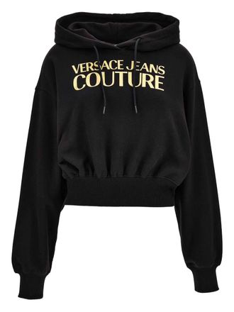 Versace Jeans Couture logo-emblem hoodie - women - Fabric - M - G89 BLACK