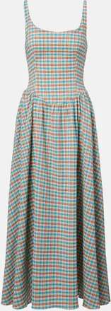 Faithfull The Brand Chiara checked cotton-blend midi dress