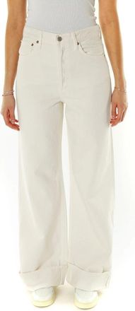 A Gold E High Waist Wide Leg Jeans - Dames - Wijde Broeken - Beige - W28 - Katoen - Broeken