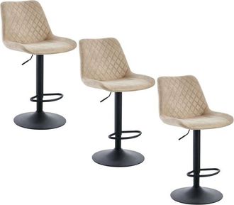 Ainpecca Bar Stools Gas Lift Stools Suede Breakfast Kitchen Club Cafe Swivel Chairs,4Pcs BEIGE