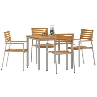 Berkfield Home Modern 5 Piece Garden Dining Set Solid Wood Acacia in Brown