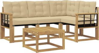 vidaXL Conjunto De Sof&aacute;s De Exterior 5 Uds. Y Beige Vidaxl