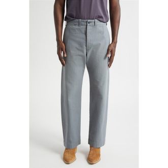 Ralph Lauren Maitland Stripe Flat Front Cotton & Linen Chinos in Faded Navy Stripe at Nordstrom, Size 34