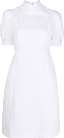 Shiatzy Chen band-collar short-sleeved dress - women - Polyester/Polyamide - 42 - White