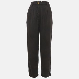 Elisabetta Franchi Black Gabardine Pleated Trousers