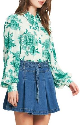 Flying Tomato Floral Button-Up Shirt in Ivory Jade at Nordstrom Rack, Size Medium
