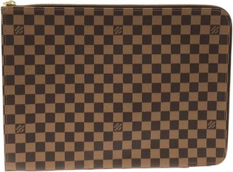Louis Vuitton Damier Ebene Coated Canvas Clutch Bag Pochette (Pre-Owned)