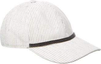 Brunello Cucinelli Leather-Trim Linen-Blend Cap