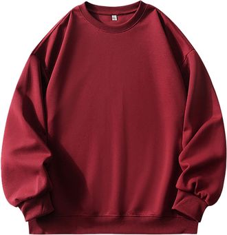 Generic Casual Athletic Sweatshirts for Men Loose Fit Western Solid Color Hoodies Crew Neck Crewneck Tops Gothic Y2K Trendy Funny Fall Anime Teen Sweatshirts 