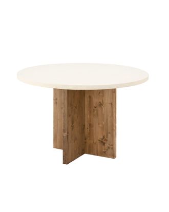 Deco Wood Mesa de comedor redonda microcemento blanco y envejecido &oslash;140x75cm