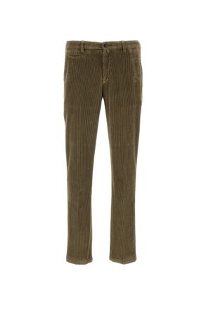 BRIGLIA 1949 Green Cotton Corduroy Slim Straight-Leg Pants