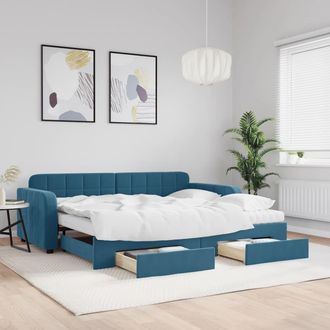 vidaXL Vidaxl - Sof&aacute; Cama Nido Con Cajones Terciopelo Azul 90x200 Cm