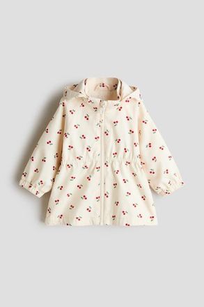H&M Cotton Twill Parka in Light Beige/cherries at Nordstrom, Size 12M
