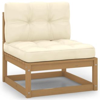 vidaXL Sof&aacute; Central De Jard&iacute;n Y Cojines Madera Madera Pino Crema Vidaxl