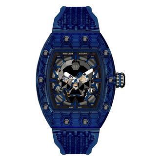 Philipp Plein Accessoires, Heren, Blauw, ONE Size, Crypto King Arctic Shield Watch