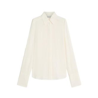 Sportmax Sportmax, Shirts, female, White, Size: M White Silk Shirt Gemona