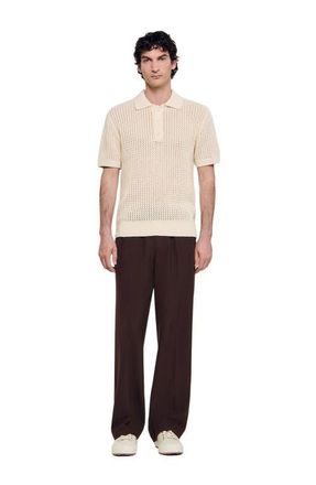Sandro Cotton polo shirt with polo collar in Butter Cream at Nordstrom, Size Xx-Large