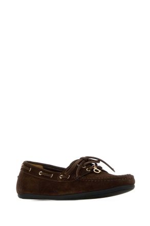 Ferragamo Womens Dark Brown Suede Flippy Loafers Giove Mocassini