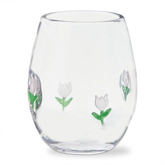 Tag Flower Bouquet Stemless Wine Glass 16 oz Multi Glass 3.5x3.5x4.5 in in Multicolored at Nordstrom