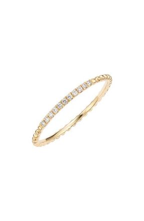 Bony Levy Diamond & 18K Gold Bead Stacking Ring in 18K Yellow Gold at Nordstrom, Size 6.5