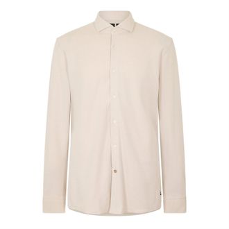HUGO BOSS Heren Hank Oxford Spread Collar Shirt (Licht Beige)
