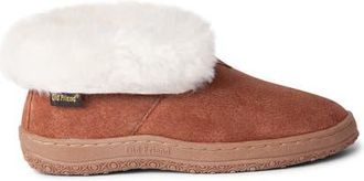 Old Friend Footwear Genuine Shearling Bootie Slipper in Chestnut Leather at Nordstrom, Size 8