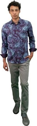 Lords of Harlech Nicoli Button-Up Shirt in Roma Floral Plum at Nordstrom, Size X-Large