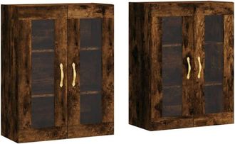 vidaXL Wall Mounted Cabinets 2 pcs Smoked Oak Engineered Wood Vidaxl