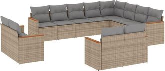 vidaXL Set De Sof&aacute;s De Jard&iacute;n 12 Pzas Y Cojines Rat&aacute;n Sint&eacute;tico Marr&oacute;n Vidaxl