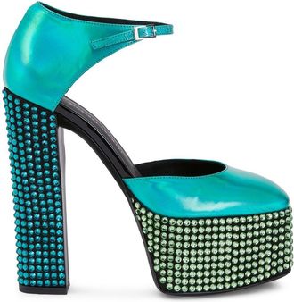 Giuseppe Zanotti 150mm Bebe Strass pumps - women - Leather/Leather/Leather - 36.5 - Green