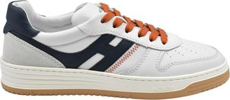 Hogan Sneakers In White Orange With Contrasting Laces