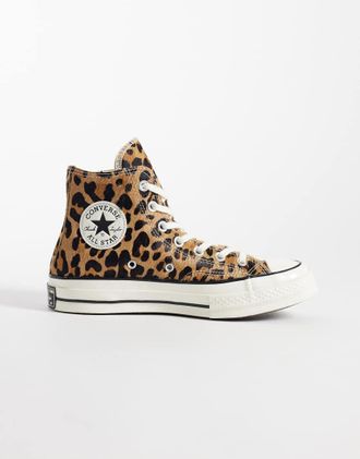 Converse Chuck 70 Hi - Sneakers alte marroni con stampa leopardata-Multicolore