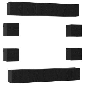 vidaXL Conjunto De Mueble De Tv 10 Pcs 180 X 30 X 30 Cm Roble Negro Vidaxl
