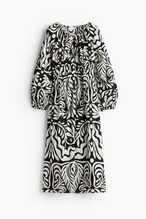 H&M Baumwollkleid mit Ballon&auml;rmeln - Schwarz