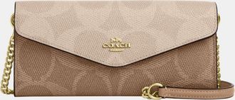 Coach Womens Klare Wallet with Chain in Signature Blocking - Beige - One Size