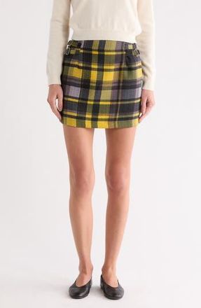 Matty M Buckle Plaid A-Line Miniskirt in Citron at Nordstrom Rack, Size X-Large