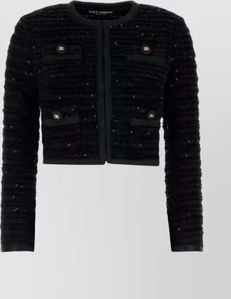 Dolce & Gabbana cropped tweed blazer with button detailing