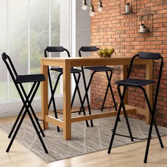 IDMarket Lote De 4 Taburetes De Bar Plegables Delson Negros