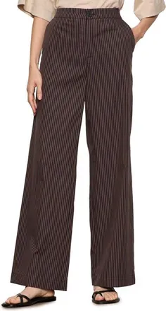 Sanctuary Eloise Pinstripe Wide Leg Pants in Navy Blue Pinstripe at Nordstrom, Size 25