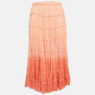 AllSaints Ombre Orange Crepe Tiered Eva Maxi Skirt