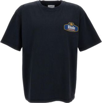 Rhude Black Racing Crest Cotton Printed T-Shirt