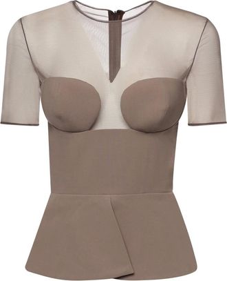 Nensi Dojaka Blouses, female, Brown, Size: L Peplum Panelled Blouse