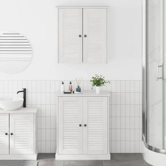 Berkfield Home Bathroom Furniture Set with Shelf with Storage with Door 2 pcs Br in White