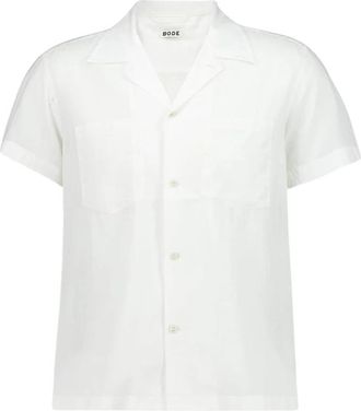 Bode Voile Short Sleeve Shirt - Heren - Korte mouwen Overhemden - Wit - XL - Katoen - Overhemden