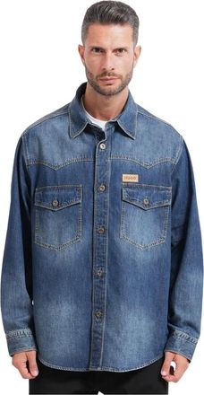 HUGO BOSS Overhemden, Heren, Blauw, M, Katoen, Hugo Shirts