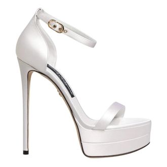 Dolce & Gabbana High Heel Sandals, female, White, Size: 10 US Keira Platform Ankle Strap Sandals