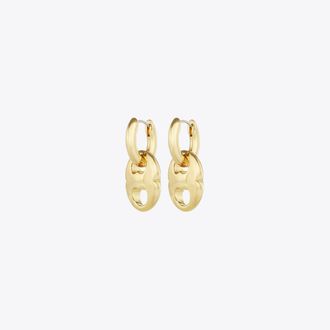 Tory Burch Womens Gemini Link Small Hoop Earrings, One Size